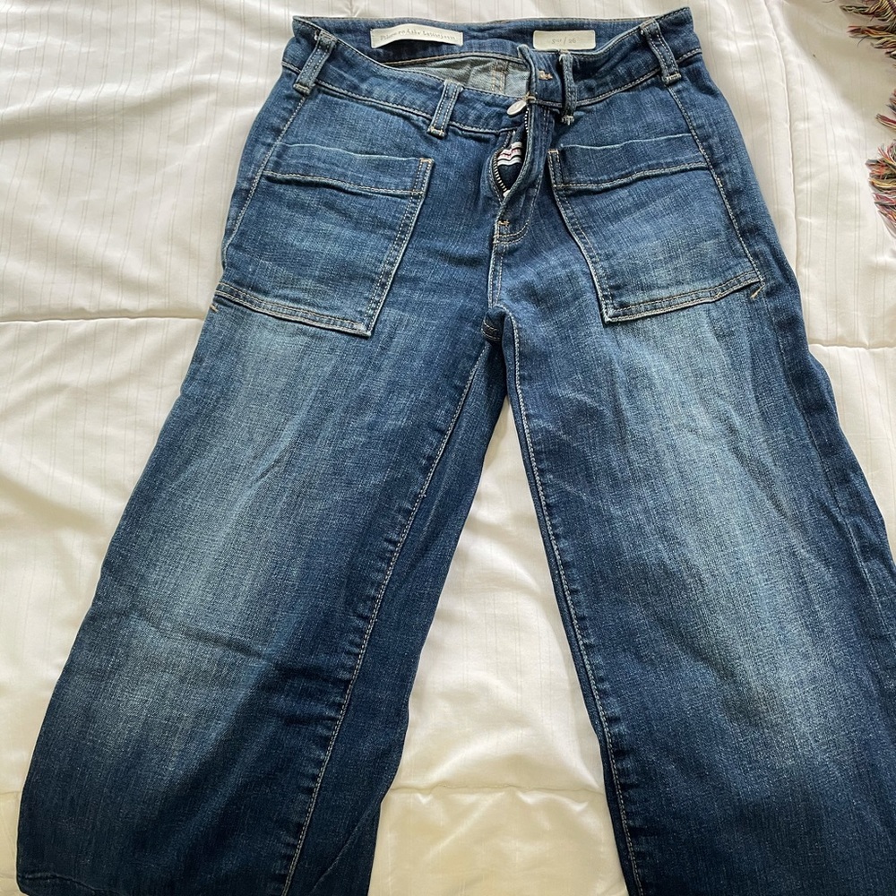 Pilcro Anthropologie Cropped Wide Leg Jeans